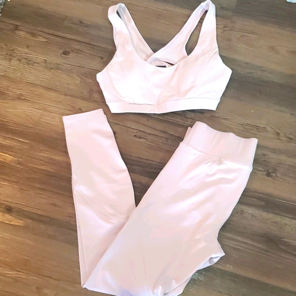 Pale Pink Sports Bra and Leggings Set